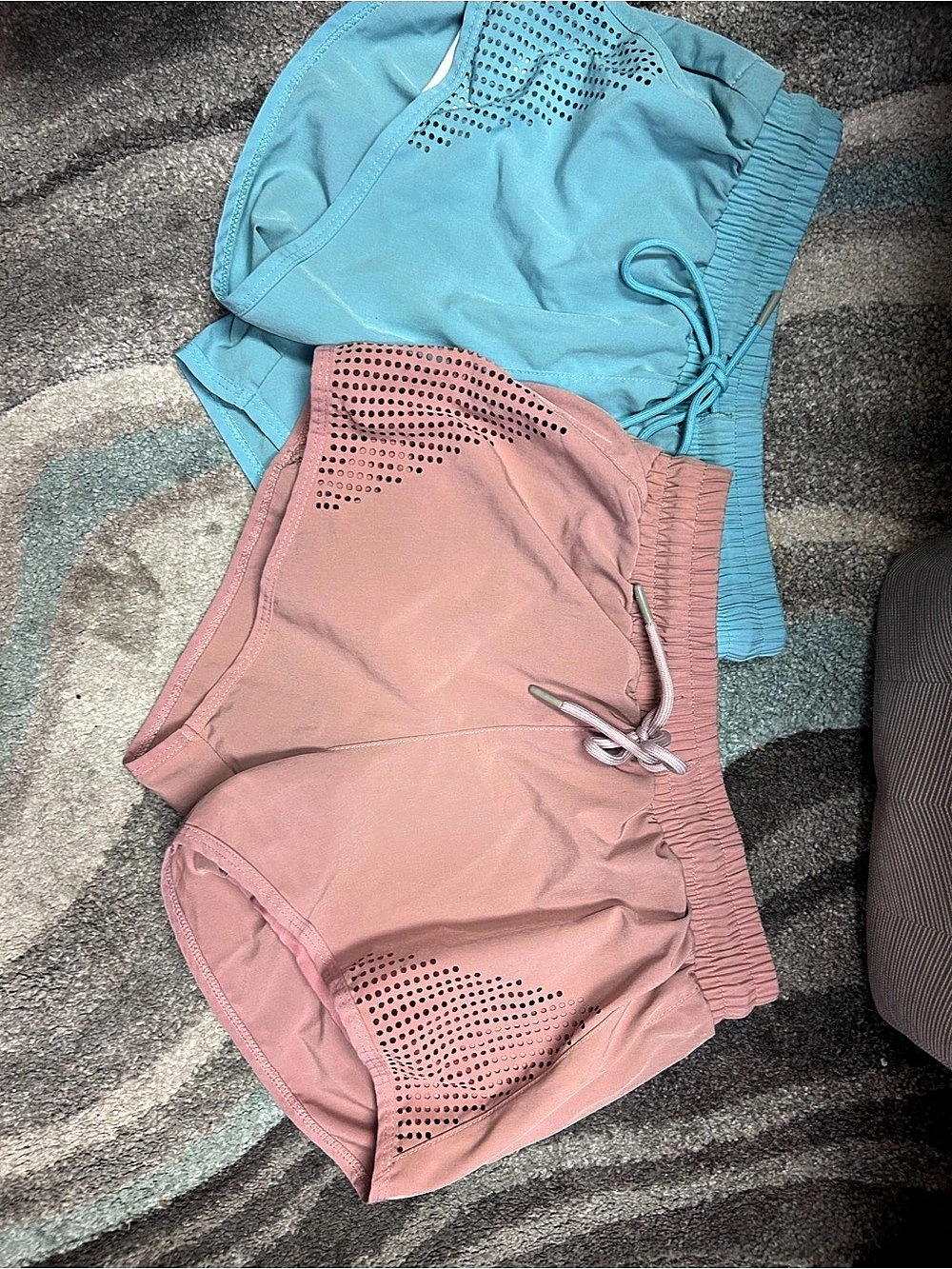 2 pairs AS Revival Perforated Athletic Shorts Pink & Blue Large